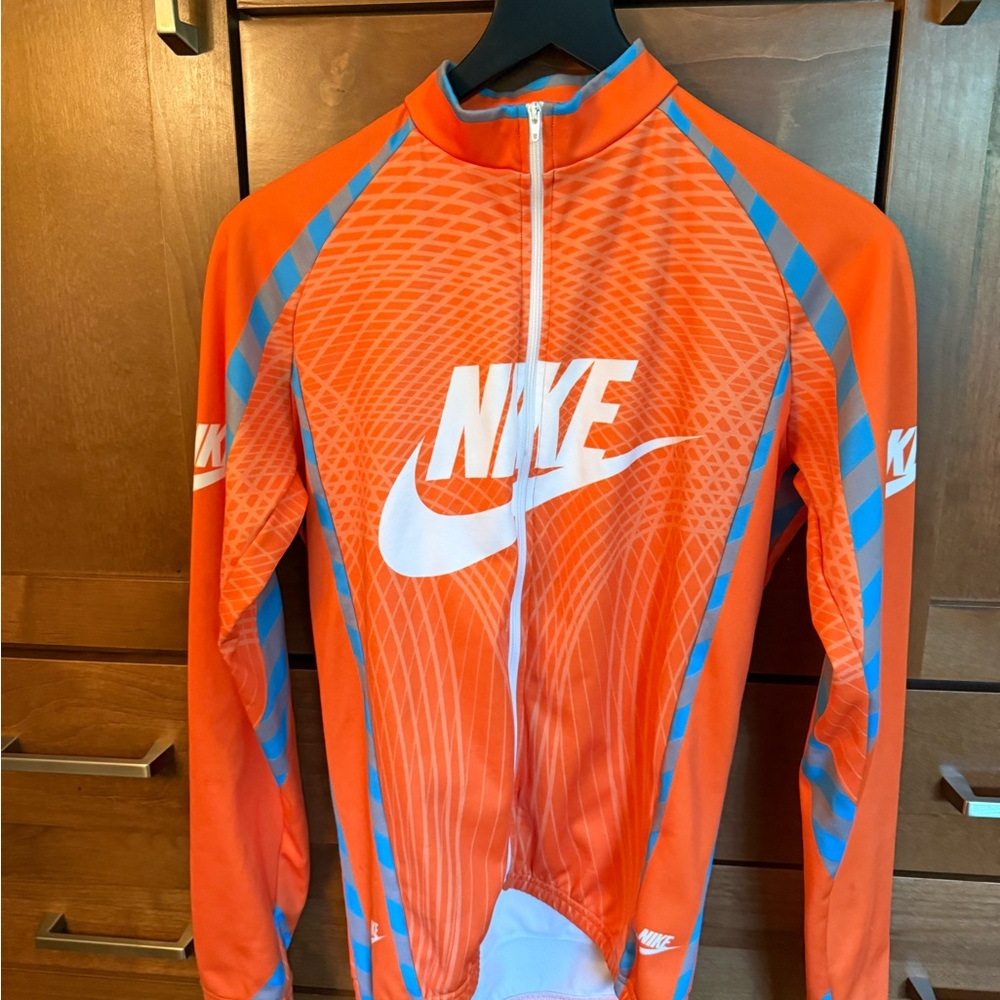 Nike Women's Orange Jacket with Blue Highlights bike jersey